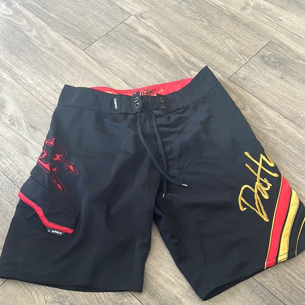 Da Hui Black and Gold Board Shorts Hawaii